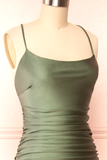 Sheath Olive Green Backless Long Prom Dresses Formal Graduation Party Dress Evening Dress SD1552