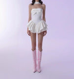 Evafashion White Strapless Short Prom Dress for Party&Birthday??Elegant Evening Dress HZ1024