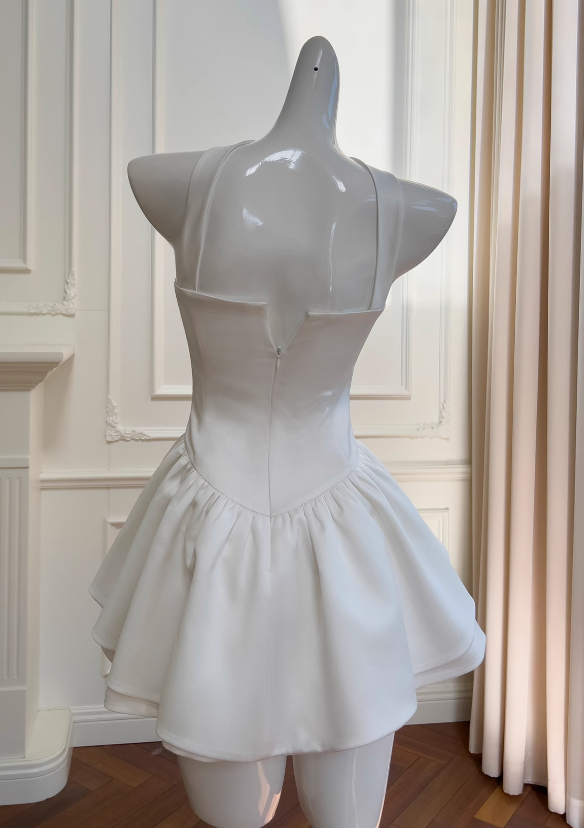 Evafashion White Strapless Short Prom Dress for Party&Birthday??Elegant Evening Dress HZ1024