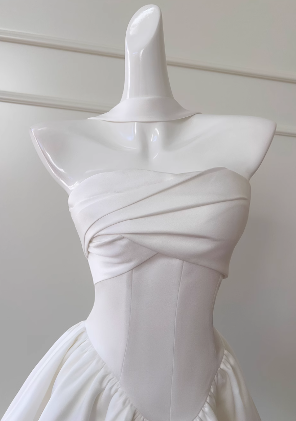 Evafashion White Strapless Short Prom Dress for Party&Birthday??Elegant Evening Dress HZ1024