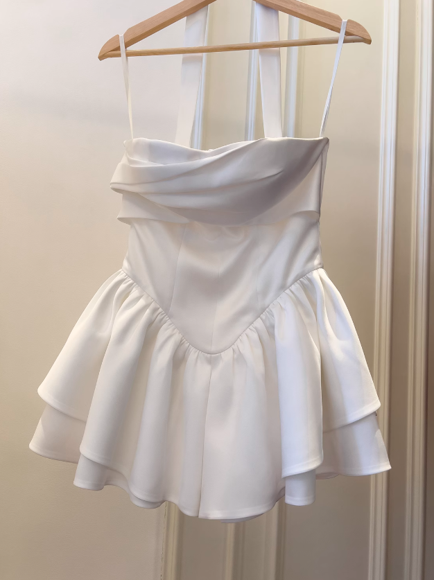 Evafashion White Strapless Short Prom Dress for Party&Birthday??Elegant Evening Dress HZ1024