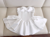 Evafashion White Strapless Short Prom Dress for Party&Birthday??Elegant Evening Dress HZ1024