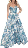 Evafashion A-Line Sweetheart Floral Printed Long Prom Dresses HZ1024