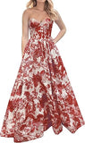 Evafashion A-Line Sweetheart Floral Printed Long Prom Dresses HZ1024