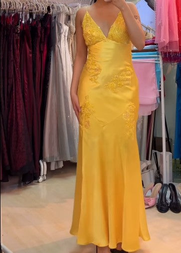 Evafashion A-Line Evening Dress Satin Spaghetti Straps Green Vintage Backless Long Prom Dresses HZ1024