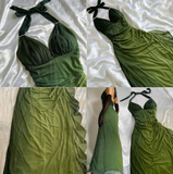 Evafashion ?Chiffon Halter Sheath Prom Dress for Party&Birthday Elegant Blue Evening Gowns HZ1024