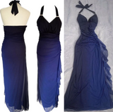 Evafashion ?Chiffon Halter Sheath Prom Dress for Party&Birthday Elegant Blue Evening Gowns HZ1024