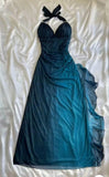 Evafashion ?Chiffon Halter Sheath Prom Dress for Party&Birthday Elegant Blue Evening Gowns HZ1024