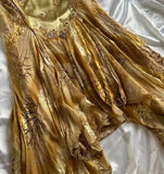 Evafashion Vintage Floral Satin Applique Spaghetti Straps Chiffon Prom Dresses Party Dresses HZ1024