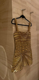 Evafashion Gold Spaghetti Straps Bodycon Beaded Short Prom Dresses Homecoming Dresses HZ1024