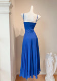 Evafashion Royal Blue Spaghetti Straps Chiffon A-Line Chiffon Long Prom Dresses Party Dress HZ1024