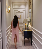 Evafashion Pink Strapless Bodycon Chiffon Short Prom Dresses Party Dress HZ1024