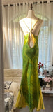 Evafashion Green Spaghetti Straps Mermaid Chiffon Long Prom Dresses Elegant Evening Gowns with Beading HZ1024
