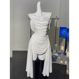 Evafashion White Off Shoulder Sheath Chiffon Short Prom Dresses Fashion Homecoming Dresses HZ1024