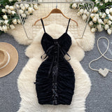 Evafashion Spaghetti Straps Bodycon Lace Short Party Dress Cocktail Dress HZ1024