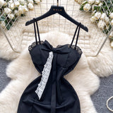 Evafashion Purple Spaghetti Strap Bodycon Lace Short Party Dress HZ1024