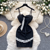 Evafashion Purple Spaghetti Strap Bodycon Lace Short Party Dress HZ1024