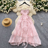 Evafashion Pink Spaghetti Straps Sheath Chiffon Dress Cocktail Party Dress HZ1024