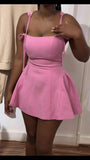 Evafashion Pink Spaghetti Straps A-Line Satin Short Party Dress Sweet 16 Birthday Evening Gowns HZ1024