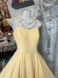 Evafashion Yellow Spaghetti Straps A-Line Chiffon Short Birthday Party Dress HZ1024
