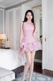 Evafashion Pink Bateau Sheath Tulle Short Evening Dress Sweet Homecoming Dresses HZ1024
