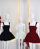 Evafashion White Square Neck A-Line Satin Short Party Dresses Sweet 16 Birthday Dress HZ1024