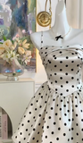 Evafashion Spaghetti Straps Polka Dot A-Line Satin Short Outdoor Party Dress Homecoming Dress HZ1024