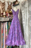 Evafashion Purple A-Line Evening Gowns V-neck Floral Chiffon Long Prom Dresses Vintage Birthday Dress HZ1024