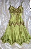 Evafashion Green Sheath Party Dress Spaghetti Straps Chiffon Beading Homecoming Outfit, Elegant Birthday Dress HZ1024