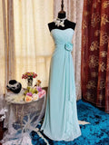 Evafashion Tiffany Blue Sheath Long Prom Dress Chiffon Vintage Evening Gown Sweetheart Formal Dress HZ1024