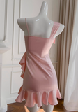 Evafashion Pink Sheath Satin Short Homecoming Dresses Birthday Party Dress HZ1024