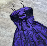 Evafashion A-Line Spaghetti Strap Tulle Short Prom Dress Purple Satin Homecoming Dresses HZ1024