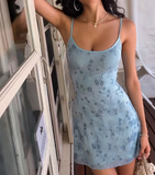 Evafashion Sheath Short Prom Dresses Spaghetti Straps Floral Chiffon Homecoming Dresses HZ1024