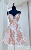 Evafashion Sweetheart Neck A-Line Tulle Short Prom Dresses, Sleeveless Homecoming Dresses HZ1024