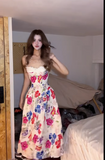 Evafashion Strap A-Line Floral Long Prom Dresses Fairy Birthday Dresses HZ1024