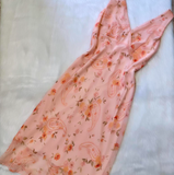 Evafashion V-neck Sheath Floral Chiffon Homecoming Dresses, Short Peach Prom Dresses HZ1024