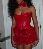 Evafashion Sweetheart Neck Bodycon Applique Short Prom Dresses, Red Homecoming Dresses Sweet Birthday Dresses HZ1024