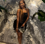 Evafashion Strapless Bodycon Short Prom Dresses, Black Homecoming Dresses, Sequined Birthday Dresses HZ1024