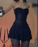 Evafashion Strapless Bodycon Chiffon Short Prom Dresses, Black Homecoming Dresses Birthday Dresses HZ1024