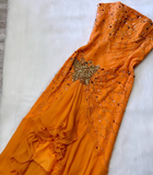 Evafashion Strapless Sheath Chiffon Beaded Short Prom Dresses,Orange Homecoming Dressess HZ1024