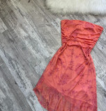 Evafashion Strapless Sheath Printed Chiffon Short Prom Dresses,Dark Peach Homecoming Dresses HZ1024