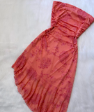 Evafashion Strapless Sheath Printed Chiffon Short Prom Dresses,Dark Peach Homecoming Dresses HZ1024