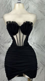 Evafashion Sweetheart Bodycon Homecoming Dresses Tulle Short Prom Dresses Black Birthday Dresses HZ1024