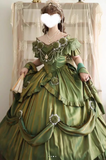 Evafashion V-neck A-Line Short Prom Dresses Lace Satin Birthday Dresses Green Lolita Dress HZ1024