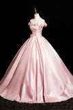 Evafashion A-Line Off Shoulder Satin Long Prom Dress, Beautiful A-Line Off the Shoulder Party Dress HZ1024