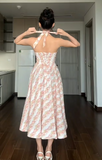 Evafashion Halter Neck A-line Formal Dresses Floral Birthday Dresses HZ1024