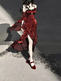 French High Low Spaghetti Straps Christmas Dress Burgundy Birthday Dresses Birthday Outfits SD1130