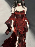 French High Low Spaghetti Straps Christmas Dress Burgundy Birthday Dresses Birthday Outfits SD1130