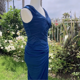 Fashion Mermaid V Neckline Navy Blue Floor Length Evening Dress Prom Dresses SD1881