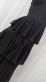 A line Spaghetti Straps Lace Vacation Black Beach Dress Long Dress SD004